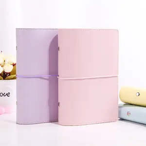 A6 yeni moda Macaron PU deri 6 altı delik gevşek yaprak el defter askı Binder