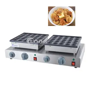 Professional Poffertjes Grill Double Plate Cake Pancakes Maker 50Holes Electric Standing French Danish Pancake Machine