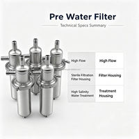 Boîtier de pré-filtre SS304 haute pression 20 pouces, élément de pré-filtration 3 étapes, boîtier de filtre à eau en acier inoxydable 1 pouce sans manomètre