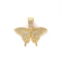 Chaîne de corde hip hop 3MM avec alliage et collier pendentif à breloque papillon strass bling