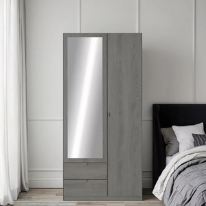Gran oferta, ropa de dormitorio sencilla y moderna, <span class=keywords><strong>armario</strong></span> Almirah, <span class=keywords><strong>armario</strong></span> <span class=keywords><strong>pequeño</strong></span> de madera <span class=keywords><strong>con</strong></span> <span class=keywords><strong>espejo</strong></span> y cajones - Product Image 1