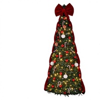 Sapin de Noël artificiel pré-éclairé de 2,10 m avec 240 lumières LED blanc chaud/multicolores, installation facile, support pliable et repliable