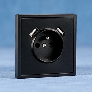 Prise murale USB pour PC de grande taille série Z avec prise 220V <span class=keywords><strong>80</strong></span>*80mm, couvercle en plastique noir mat, prise française avec USB - Product Image 6