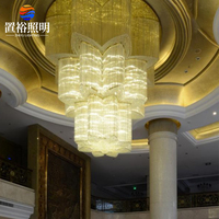 Lustre LED en cristal sur mesure à installation facile, base en fer, éclairage de plafond de luxe AC pour hall d'hôtel et centre d'affaires