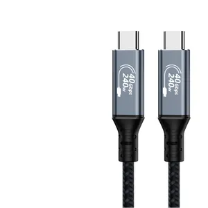 Vendite dirette del produttore 240W potenza di ricarica 40Gbps cavo dati di trasmissione, guscio in metallo in alluminio intrecciato corpo USB 4 C cavo