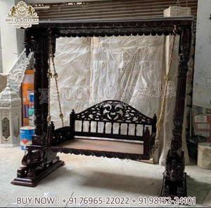 Columpio Tradicional de Madera de Teca Hecho a Mano de Alta Calidad, Columpio del Sur de la India con Base de Elefante, Tallado Moderno, Duradero, Tamaño Personalizable - Product Image 2