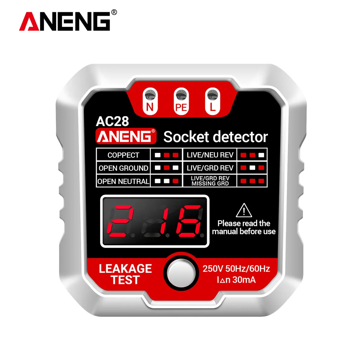 ANENG AC28 Socket Detector US/EU Universal Checker Test Power Socker LCD Tester di tensione strumento rilevatore misuratore di fase