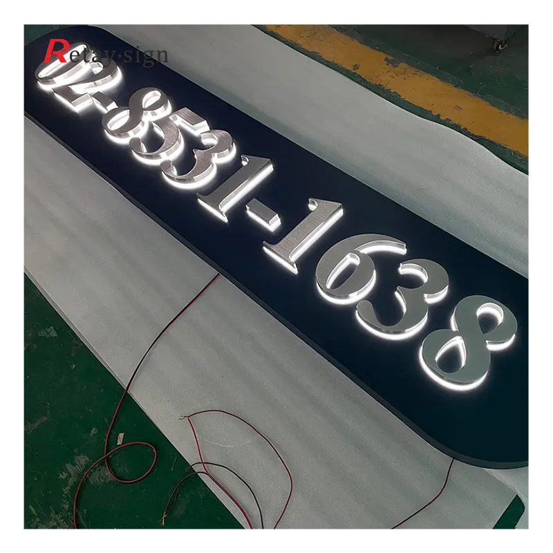 Fabrika Outlet mağazası şirket metal akrilik light up numarası logosu 3d led aydınlatmalı mektup işareti