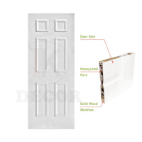 Porte intérieure en MDF moulé, style américain, 6 panneaux, peinte en blanc, apprêtée, pour appartement