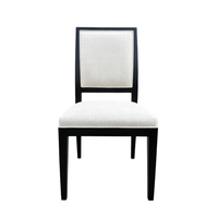 Chaise de salle à manger empilable en bois massif scandinave noir et blanc contrasté avec option tissu imperméable