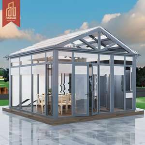 Nouveau <span class=keywords><strong>solarium</strong></span> en verre au design moderne avec toit plat triangulaire, cadre en alliage d'aluminium, garantie de 5 ans, utilisation en cour, patio, véranda - Product Image 1