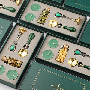 Ensemble de tampons à cire à cacheter vert foncé, tête unique, 23x11x3,5 cm, pour la décoration de sceaux à la cire, cadeau - Product Image 1