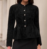 Großhandel Acryl Faux-Nerz-Samt Knopf-Cardigan Pullover Damen Herbst/Winter Dick Hochwertig Fischschwanz-Silhouette Elegant Neckholder