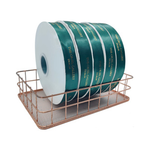 Ruban Grosgrain/<span class=keywords><strong>Satin</strong></span> <span class=keywords><strong>Vert</strong></span> 100% Polyester Personnalisé de Luxe Imprimé en Feuille d'Or 3D Écologique pour Cadeau de Naissance et Anniversaire - Product Image 3