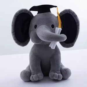 Dl5 Hot Baby Elephant đồ chơi tốt nghiệp voi búp bê bán buôn dễ thương bác sĩ hat Voi nhồi bông sang trọng nhảy múa búp bê - Product Image 1
