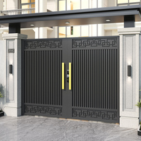 Porte battante simple/double en fer forgé en alliage d'aluminium pour cour de villa, design moderne, porte à persiennes imperméable