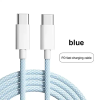 Cable de Datos Trenzado de Nailon de 1M 2M 60w, Cable de Carga USB C a USB C PD para iPhone 15, Cable