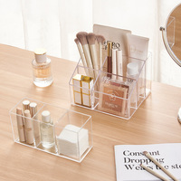 Boîte de rangement cosmétique transparente pour rouges à lèvres, ensemble de trois pièces, support de rangement de bureau, organisateur de fournitures scolaires pour étudiants, sans couvercle
