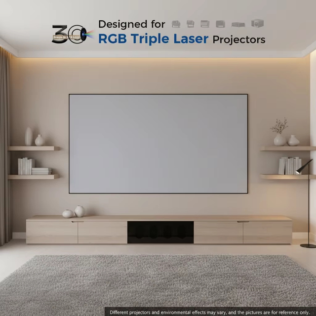 RC 2026 New 3C Anti-Speckle Fixed Frame Projector Screen for RGB Three-Color Laser Projectors Gray 4K 8K Alr-screen