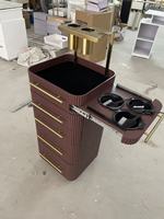 Chariot de Salon Moderne en Bois de Luxe, 4 Tiroirs, Construction Robuste et Durable, Mobilité sur 4 Roues, Or Brossé, pour Salon et Salle de Bain