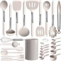 TOALLWIN 2026 – Ensemble d'ustensiles de cuisine tendance résistants à la chaleur : spatule, pince, cuillère, brosse, fouet en silicone
