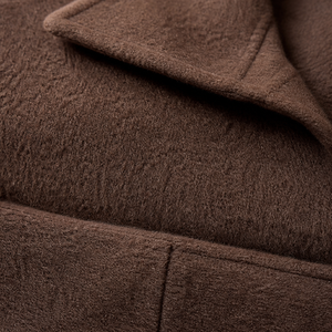 OEM ODM <strong>Women</strong> Chocolate Brown Alpaca Wool Oversized Drop-Shoulder Double-Sided Short Coat Long Sleeve Wholesale - Product Image 3