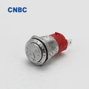 Interruptor de botón de metal de acero inoxidable, pulsador de alta corriente de 16mm, 10A, IP67, resistente al agua, reinicio, autobloqueo, 1no iluminado
