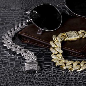 KRKC venta directa de fábrica de logotipo personalizado clásico de joyería para hombre Real Miami cubano collar blanco 18K de oro de 14K de la cadera hop enlace cubano conjunto - Product Image 4