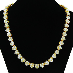 Collar con Forma de Corazón en Chapado de Oro y Plata, Estilo Hiphop, para Hombre y Mujer, con Pedrería, Joyería de Moda - Product Image 1