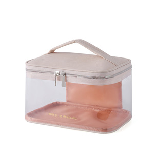 Pochette cosmétique en PVC transparente, trousse de maquillage étanche, sac de toilette transparent pour voyage avec fermeture éclair et poignée - Product Image 6