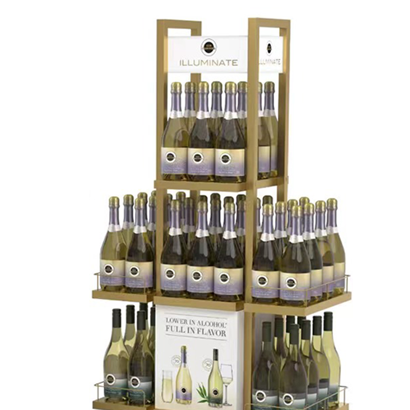 Apache Customizable Modern for Floor Standing Metal Wine Bottle Display Racks Custom Logo Painted Finish Hot Selling for — view 4