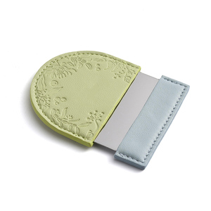 Luxury Portable Embossed Floral PU Leather Cover Cosmetic <b>Mirror</b>, Mini Pocket Travel <b>Makeup</b> <b>Mirror</b> Wholesale Gift - Product Image 5