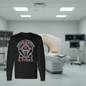 T-shirt à manches longues pour technicien en tomodensitométrie, design radiologie CT - Product Image 3