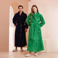 Long épaissi thermique polaire Couples femmes hiver peignoir Extra grande taille élastique respirant col en v avant Logo