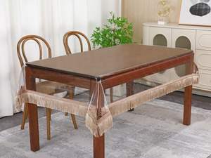 OFERTA ESPECIAL - <span class=keywords><strong>Mantel</strong></span> transparente de PVC <span class=keywords><strong>con</strong></span> borde de flecos blancos - Product Image 2