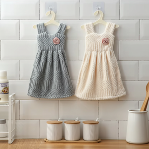 Toalla de Mano de Felpa de Coral con Diseño de Vestido, Sin Pelusas, de Secado Rápido, Suave, Absorbente, de Color Sólido, con Forma de Vestido, para Uso Doméstico, para Niños - Product Image 3