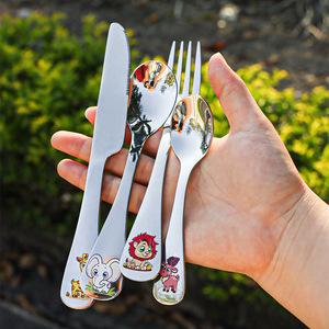 Juego de cubiertos para niños de zoológico personalizable para la escuela 304 acero inoxidable - Product Image 4