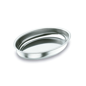 Piatto da portata ovale profondo in acciaio inox 12x8 pollici per uso in cucina - Product Image 1