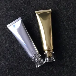 Exprimidor de plata para limpieza Facial, crema de ojos personalizada, embalaje de viaje suave, tubo de plástico de aluminio, color dorado