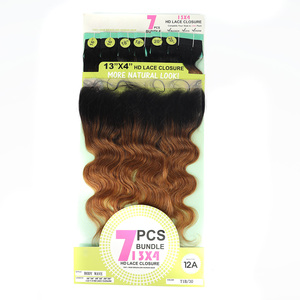 Paquetes de Cabello Ombré T1B/27#, 30#, Borgoña con Set de Cierre, Paquetes de Extensiones de Cabello Humano Brasileño Ondulado con Cierre - Product Image 5