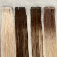 Extensions de cheveux à bandes adhésives fines et sans couture en PU, 100 % cheveux humains vierges, lisses et soyeux, double épaisseur, vente en gros