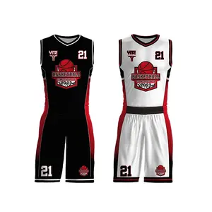 Custom Sublimation Basketball Jersey Quick Drying Black White Custom Basketball Uniforms