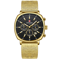 Montre de luxe pour hommes, chronographe, classique, Ultra-mince, boîtier carré, en acier inoxydable, étanche, japonais movt, montre à quartz