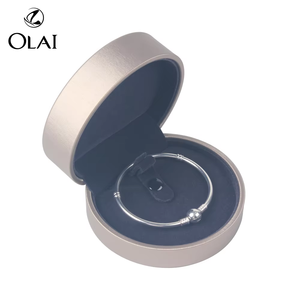 Di lusso di qualità Custom rotondo <span class=keywords><strong>argento</strong></span> Pu anello in pelle orecchino braccialetto collana di gioielli scatola di imballaggio - Product Image 3