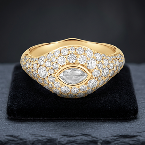 Yellow <b>Gold</b> Diamond <b>Cocktail</b> <b>Ring</b> Marquise Cut Women's Luxury Fine Jewelry - Product Image 3