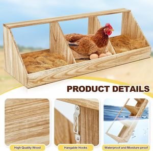 Nichoir à poulet Compartiment <span class=keywords><strong>Poulailler</strong></span> en bois Boîtes à œufs de ponte Support mural polyvalent pour <span class=keywords><strong>poules</strong></span> Canard Volaille Nid à poulet - Product Image 4