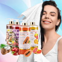 Gel Douche Liquide Multivitaminé Éclaircissant 4x aux Fruits, Anti-Âge, Anti-Taches Brunes, Nettoyant en Profondeur, Hydratant, Lavant Corporel OEM pour