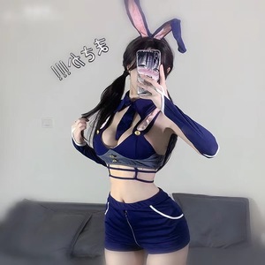 Costume d'Inspecteur Lapin Bleu Marine en Polyester pour Femme – Tenue de Jeu d'Été 2024 – Ensemble de Jeu de Rôle - Product Image 4