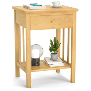 Special design widely used stackable side bamboo bedside table