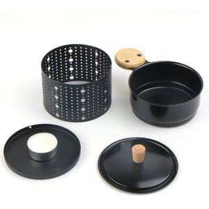 Mini pot à fromage chauffé à la bougie - Appareil à <span class=keywords><strong>fondue</strong></span> compact antiadhésif avec couvercle et spatule, idéal pour les fêtes, les pique-niques et le camping - Product Image 3
